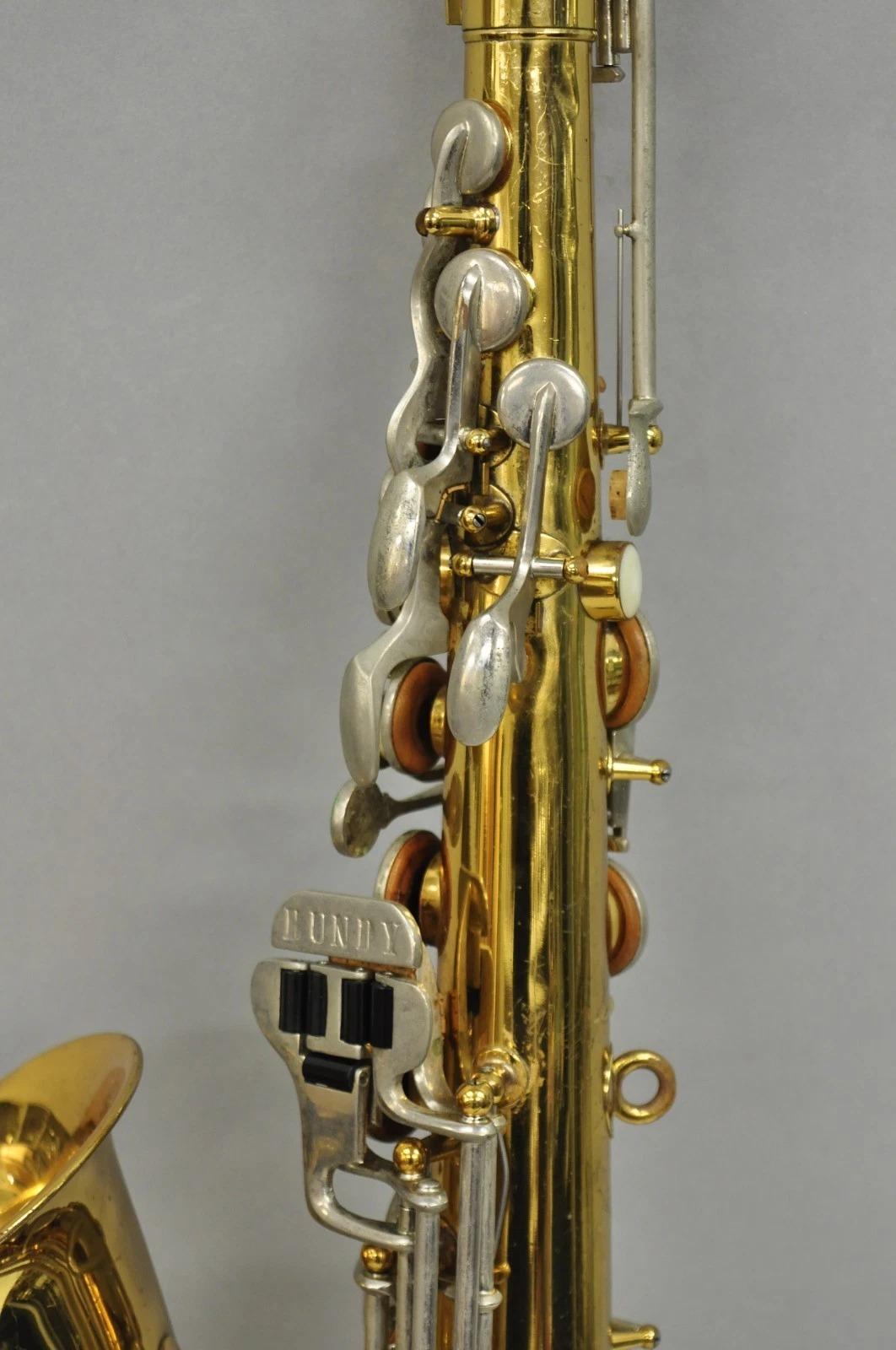 Vintage Bundy Selmer Messing Altsaxophon in Hartschalenkoffer w / Extras im Angebot 9