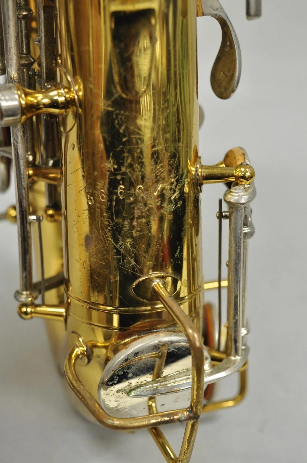 Vintage Bundy Selmer Messing Altsaxophon in Hartschalenkoffer w / Extras im Angebot 3