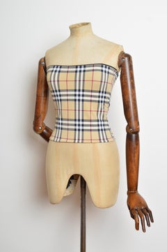Vintage Burberry 2000s Nova Check Stretchy Strapless Boob Tube - Beach Crop Top