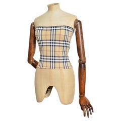 Vintage Burberry 2000s Nova Check Stretchy Strapless Boob Tube - Beach Crop Top