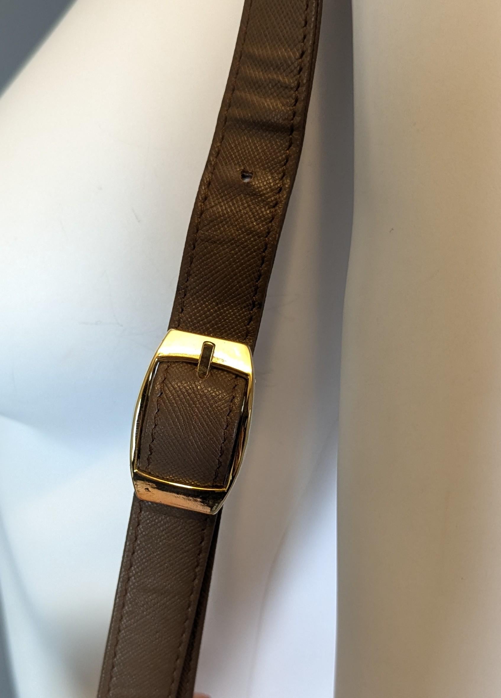 Vintage Burberry check shoulder bag, brown leather For Sale 9