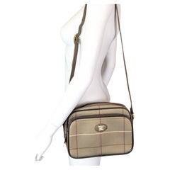 Borsa a tracolla vintage Burberry a quadri, pelle marrone