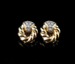 Vintage Burberry clip on earrings, Gold tone, Diamante