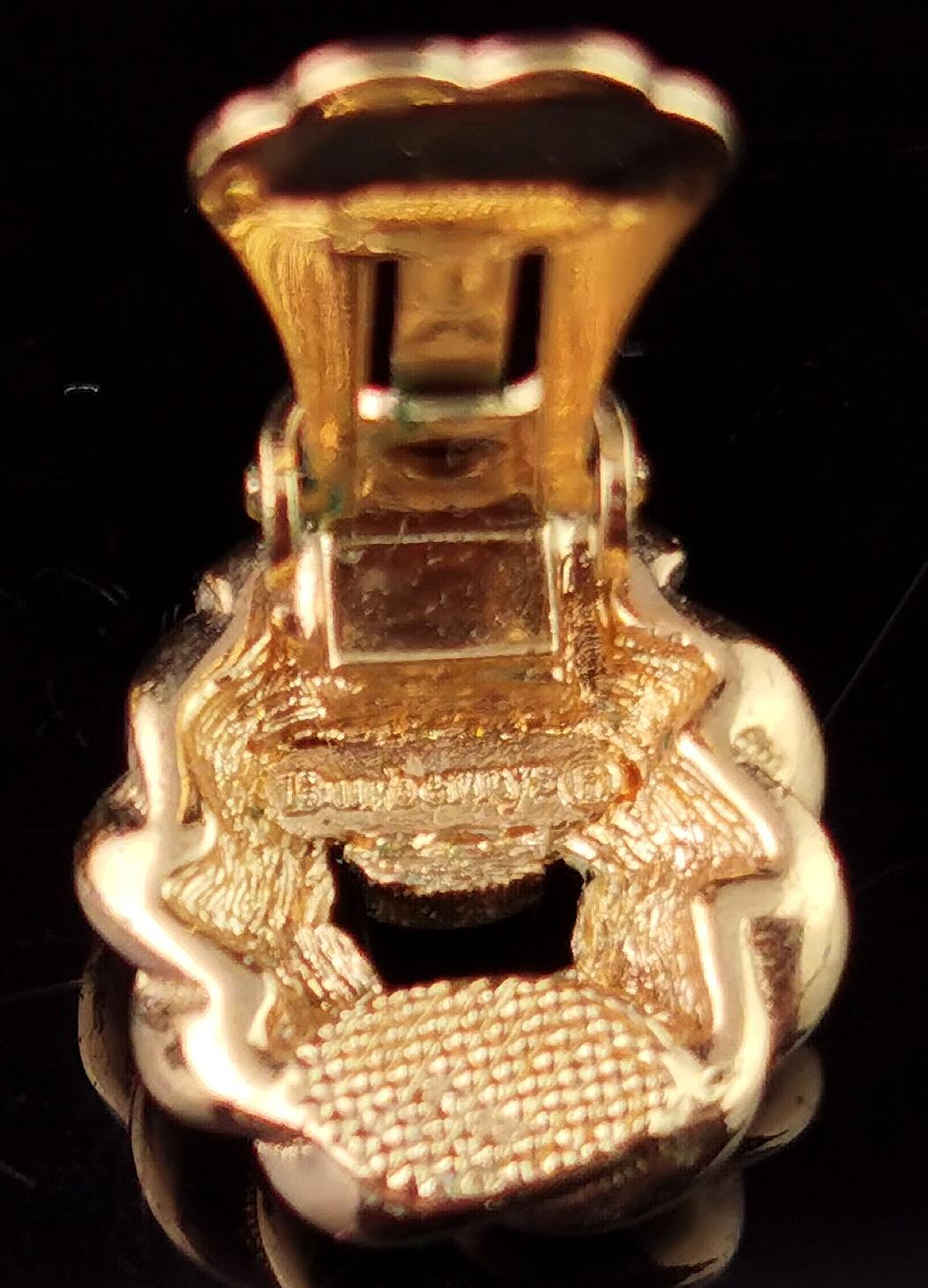 Vintage Burberry clip on earrings, Gold tone, Diamante For Sale 3