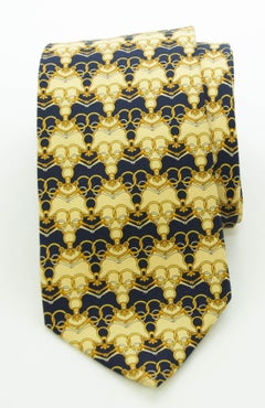 Vintage Burberry Horse Bit Pattern Men’s Tie Yellow Silk Neck Tie