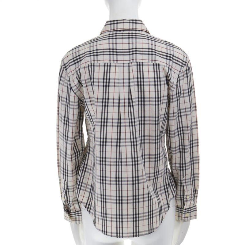 vintage BURBERRY House Check cotton long sleeve slim fit shirt top M In Good Condition For Sale In Hong Kong, NT