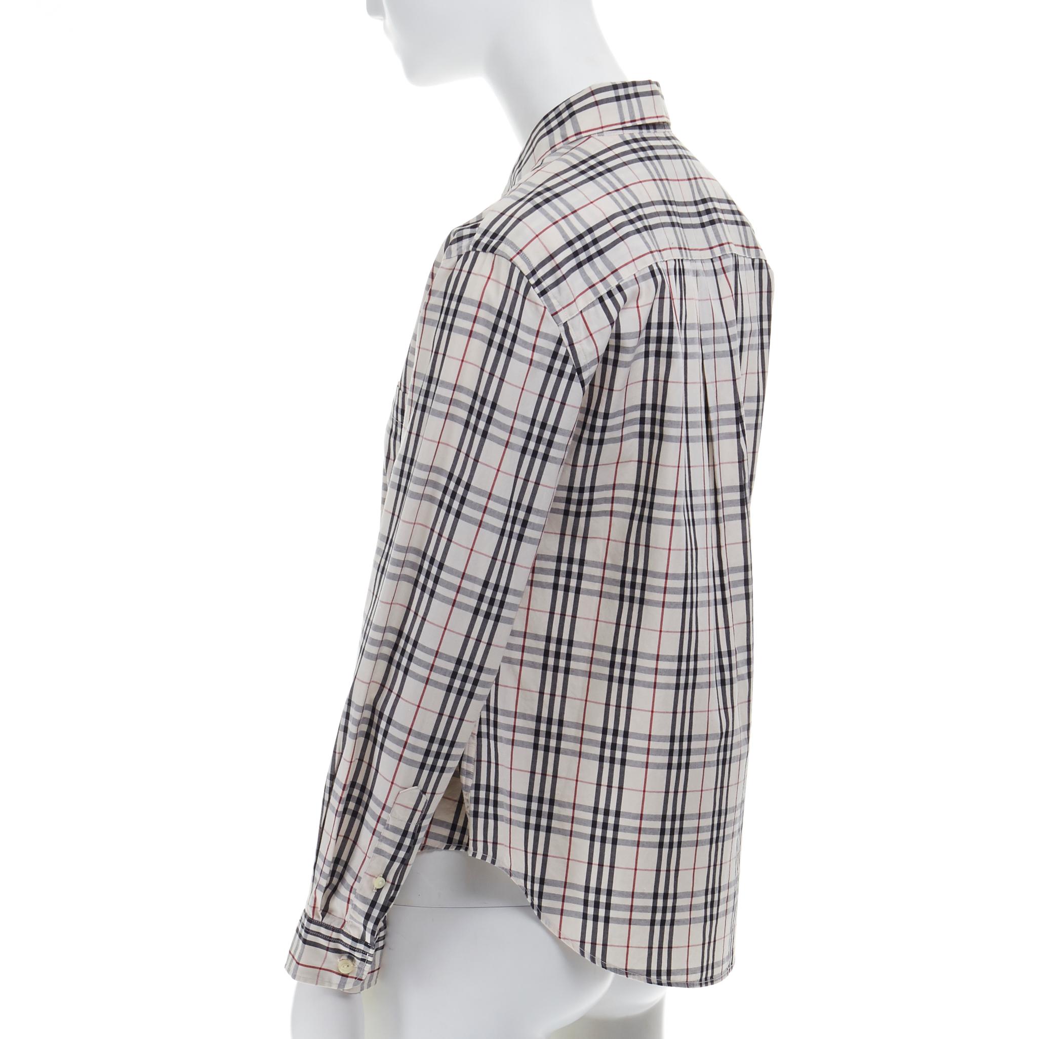 vintage BURBERRY House Check cotton long sleeve slim fit shirt top M Bon état à Hong Kong, NT