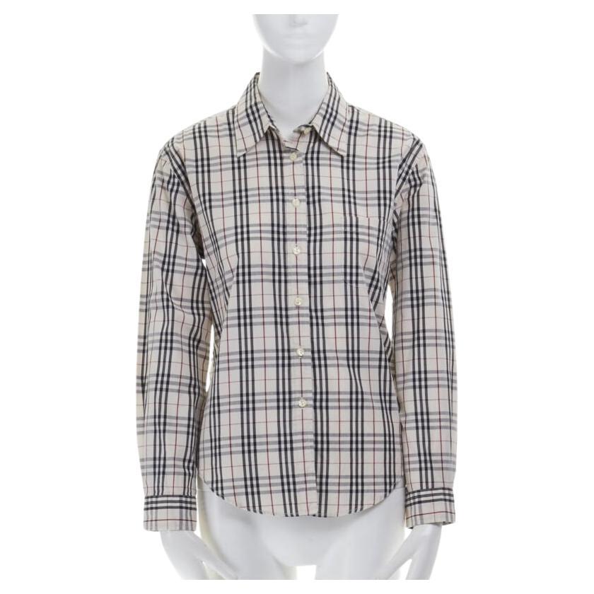 vintage BURBERRY House Check cotton long sleeve slim fit shirt top M For Sale