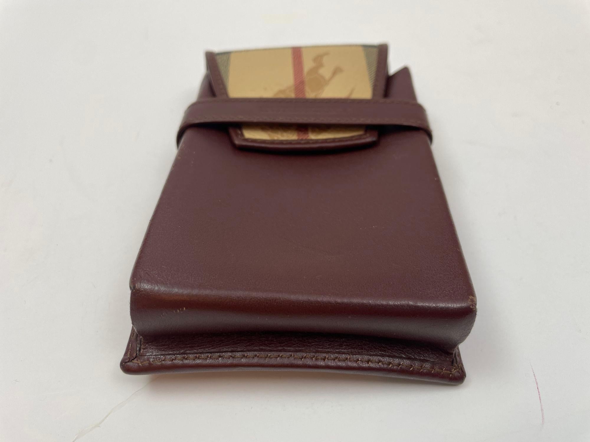 English Vintage Burberry Leather Plaid Case or Wallet For Sale