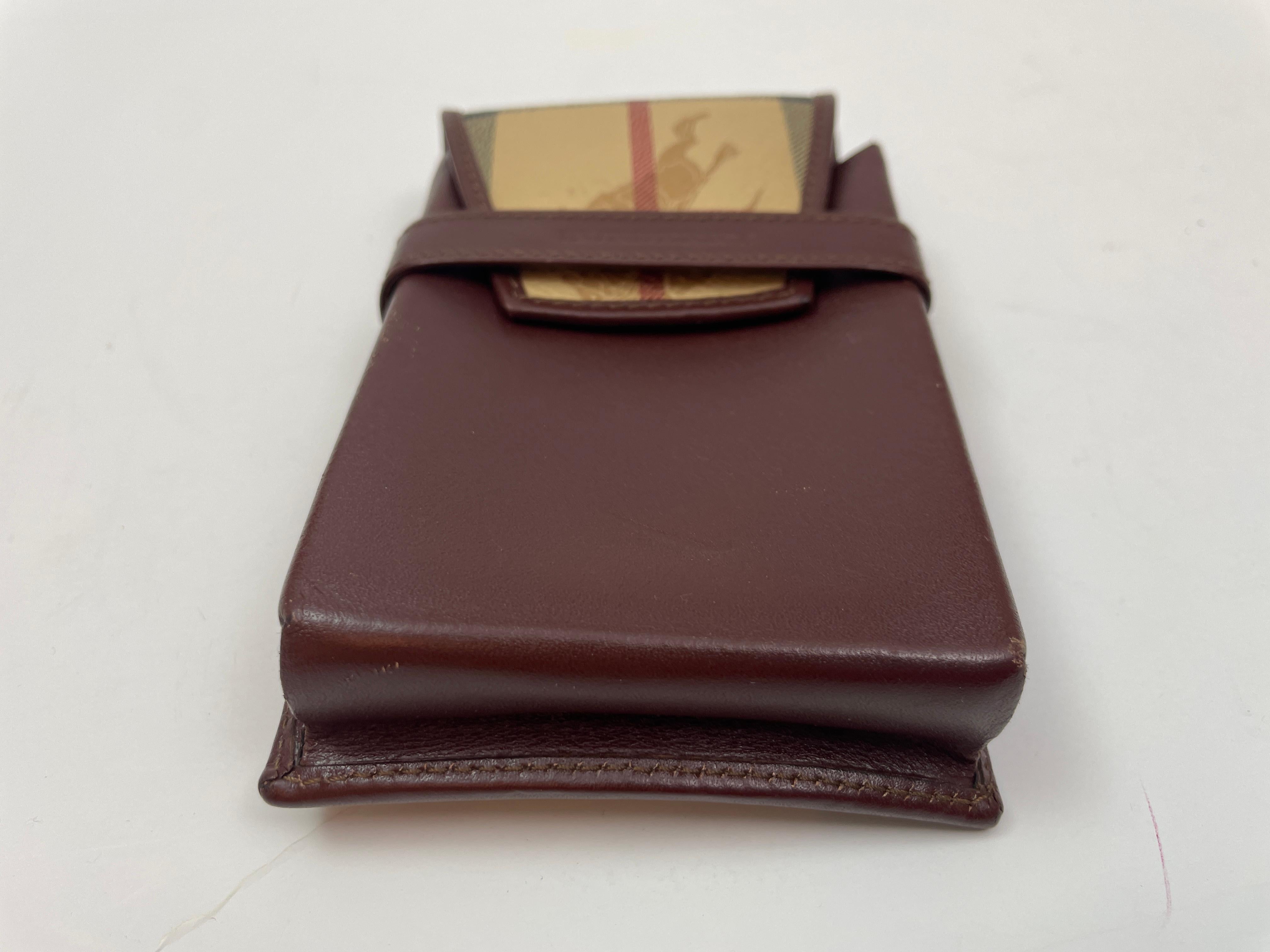 Vintage Burberry Leather Plaid Case or Wallet For Sale 1