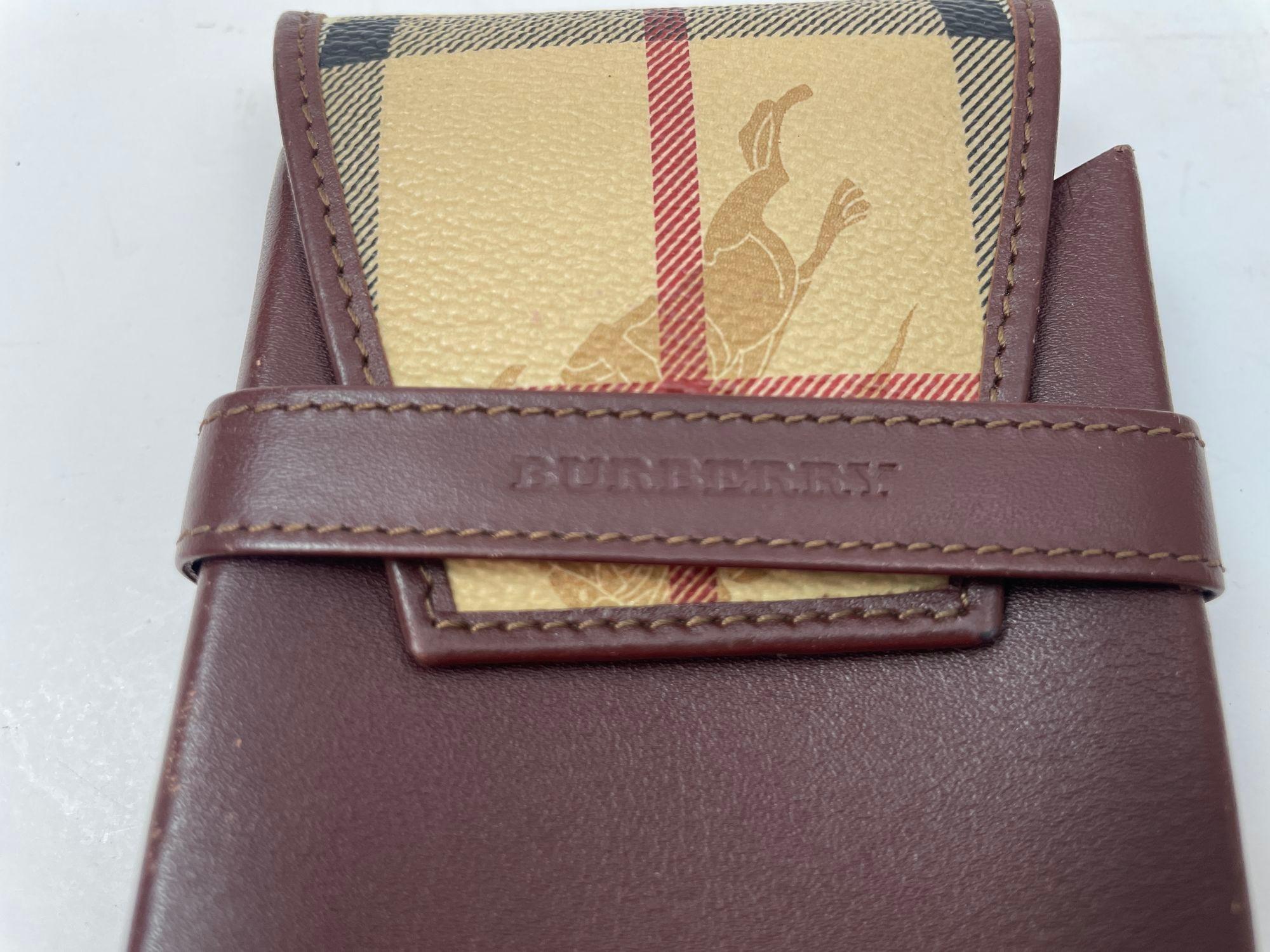 Vintage Burberry Leather Plaid Case or Wallet For Sale 3