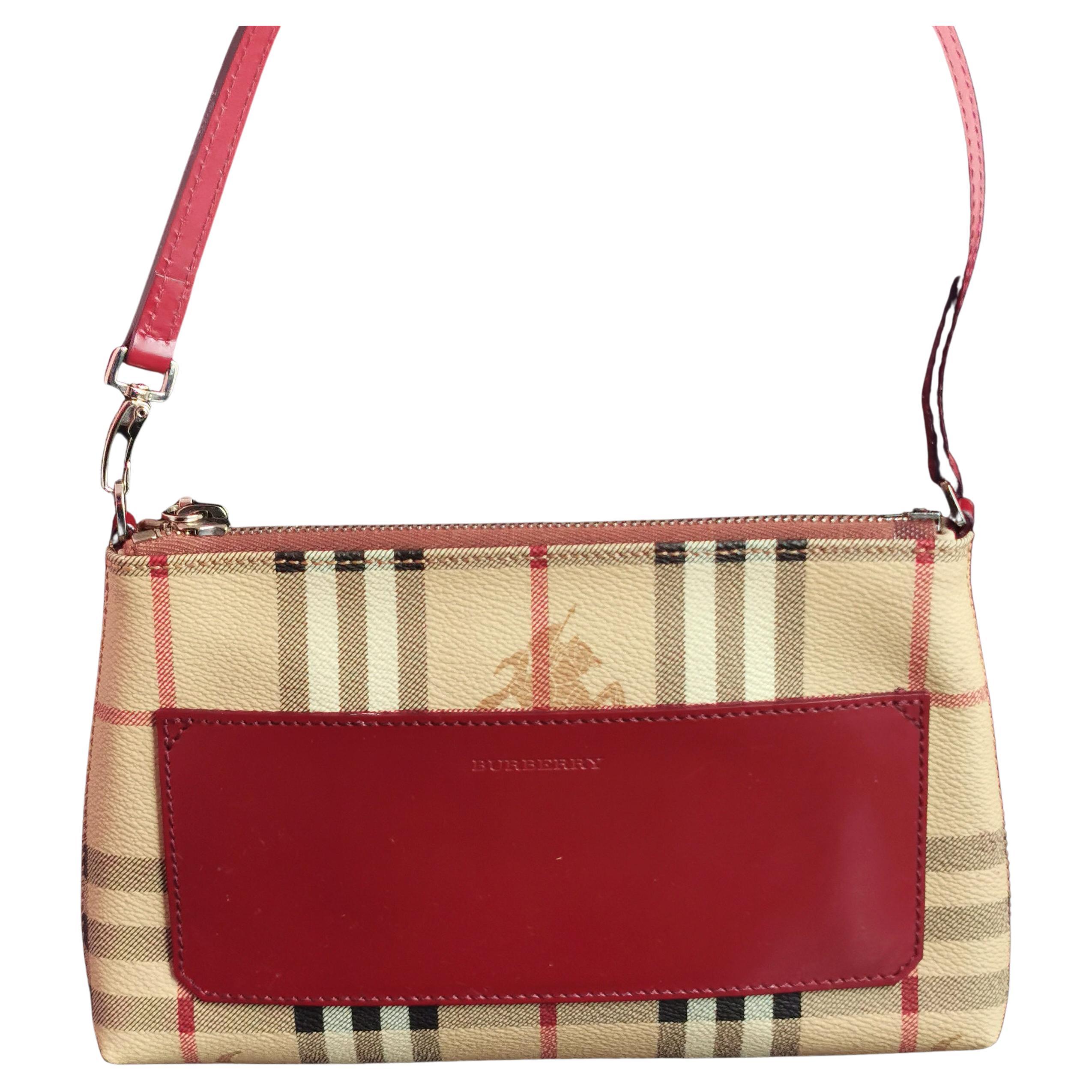 Vintage Burberry Pochette handbag, Nova check and red leather For Sale at  1stDibs