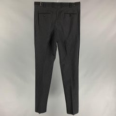 Vintage BURBERRY PRORSUM Size 32 Charcoal Grey Chalkstripe Wool Zip Dress Pants