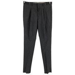 Vintage BURBERRY PRORSUM Größe 32 Anthrazit Grau Kreidestreifen Wolle Zip Dress Pants