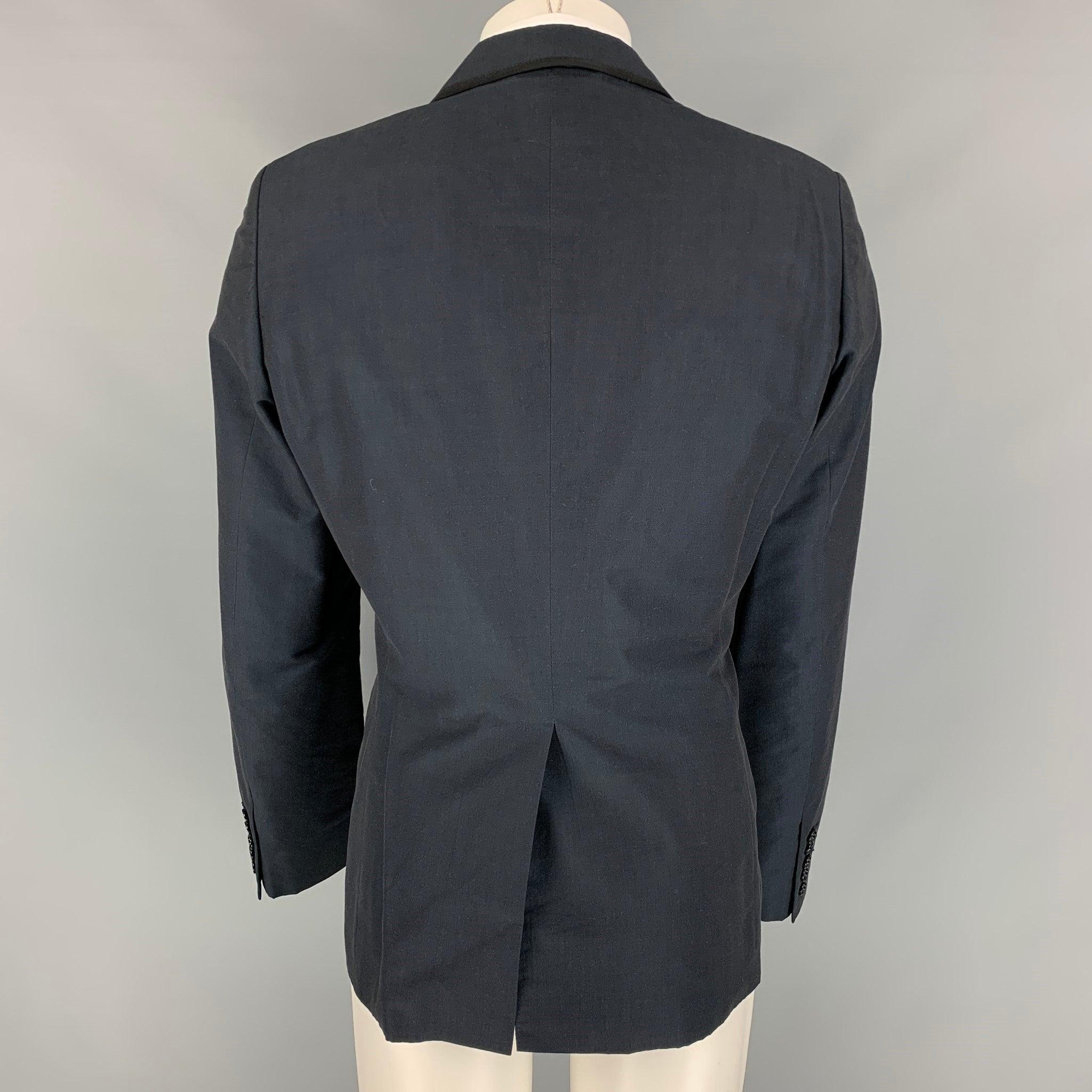 Men's Vintage BURBERRY PRORSUM Size 42 Navy & Cotton / Mohair Peak Lapel Sport Coat For Sale