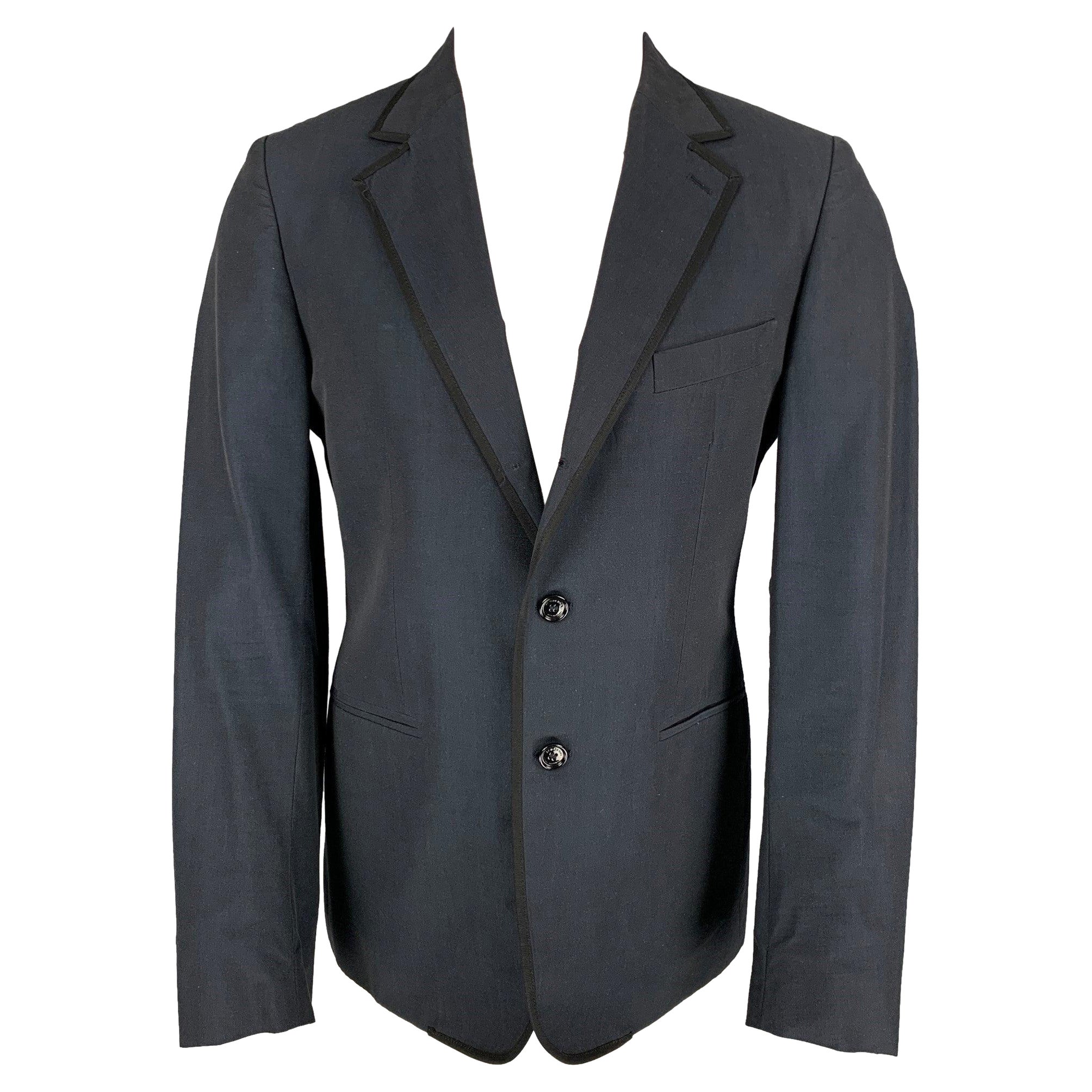 Vintage BURBERRY PRORSUM Talla 42 Azul marino y Algodón / Mohair Abrigo de deporte con solapa de pico