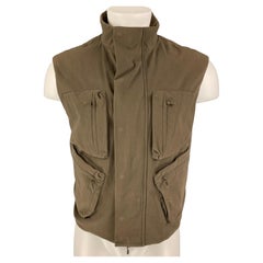 Vintage BURBERRY PRORSUM Size M Khaki Distressed Cotton Papua Vest