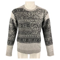 Vintage BURBERRY PRORSUM Size S Gray & Black Fairisle Wool Pullover Sweater
