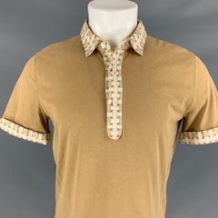 Vintage BURBERRY PRORSUM Frühjahr 2006 Größe M Beige & Weiß Baumwoll-Polo in Beige