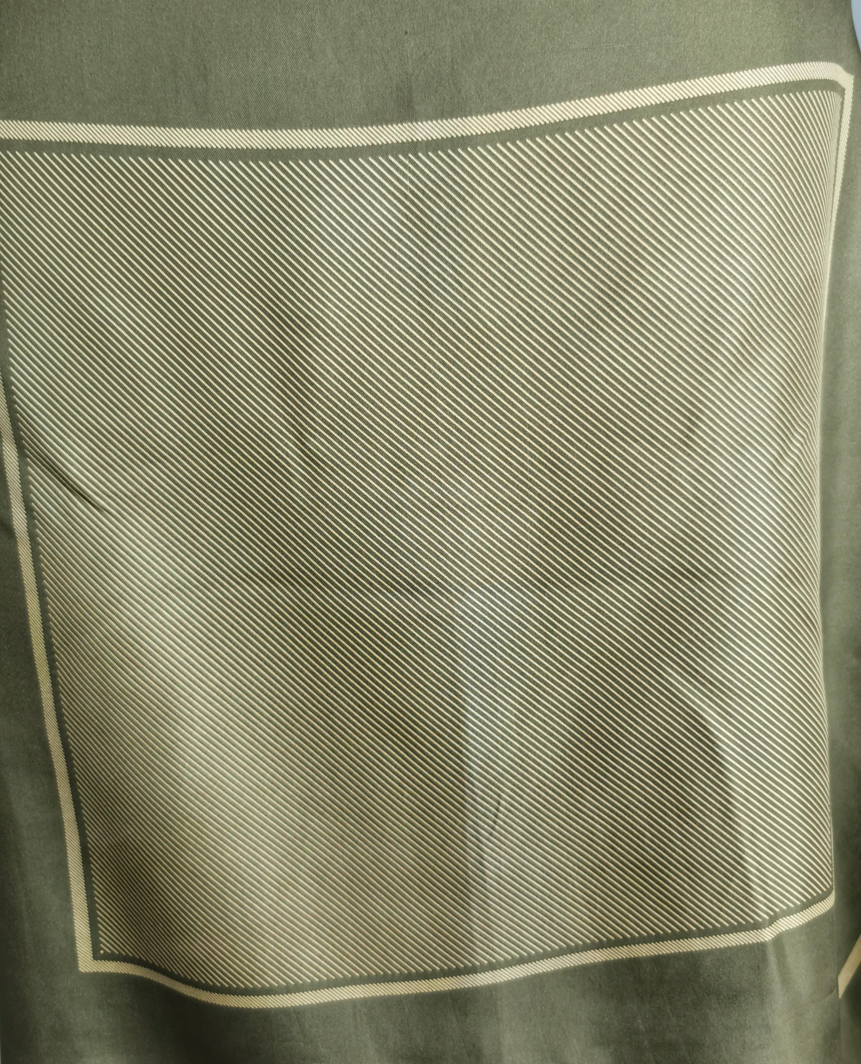 Vintage Burberry silk scarf, square, Khaki and golden cream  In Fair Condition In NEWARK, GB