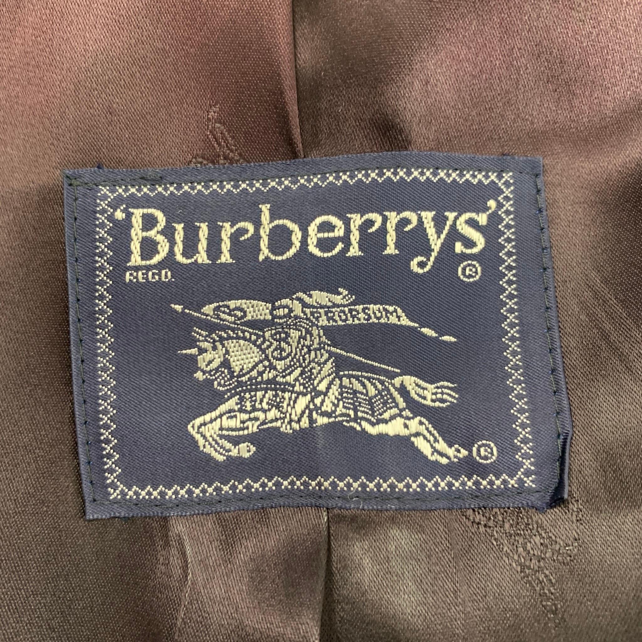 Vintage BURBERRYS for BARNEY'S NEW YORK Size XL Grey Black Herringbone Wool Coat 1
