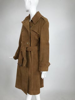 Vintage Burberrys' Hoxton Tobacco Suede Trench Coat 1990s.