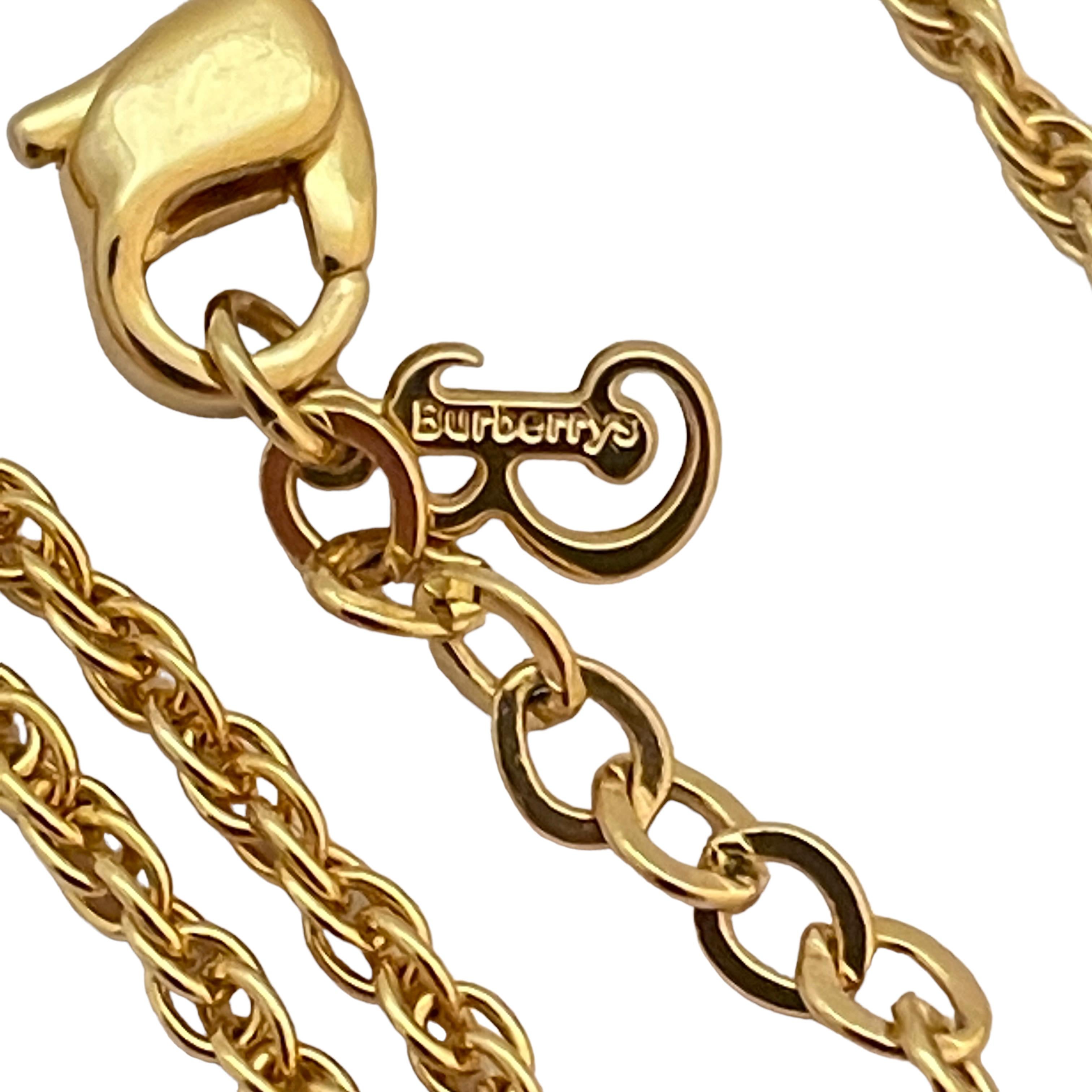 Vintage BURBERRY''S logo gold red enamel designer runway necklace Bon état - En vente à Palos Hills, IL