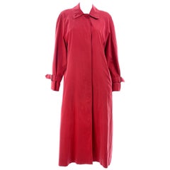 Vintage Burberrys Raspberry Red Raincoat W Haymarket Check Tartan Lining & Belt