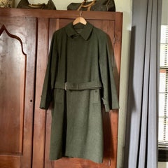 Vintage BURBERRYS Wool Alpaca Long Coat Nova Check Belted Custom Order 38R RARE