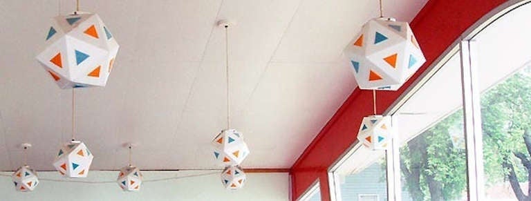 Lampes à globe en verre vintage Burger Chef Icosahedron en vente 4