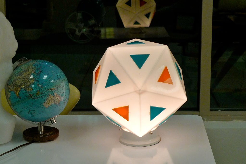 American Vintage Burger Chef Icosahedron Glass Globe Lights For Sale
