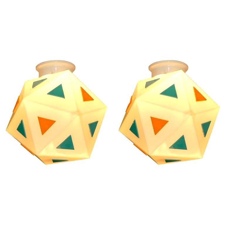 Vintage Burger Chef Icosahedron Glass Globe Lights For Sale