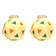 Used Burger Chef Icosahedron Glass Globe Lights