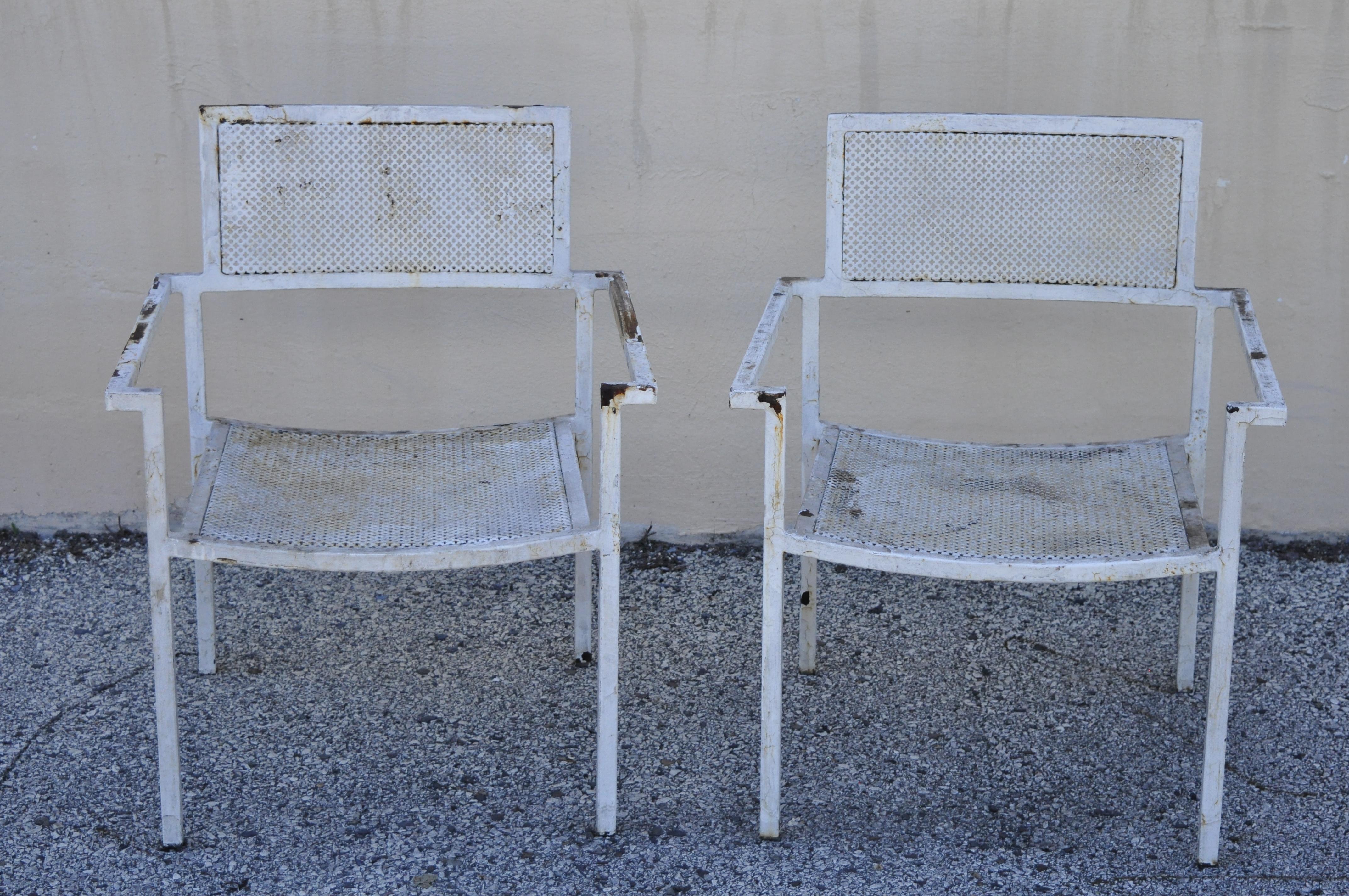 Vintage Burgess England Mid-Century Modern Iron Metal Patio Set Chairs Loveseat For Sale 5