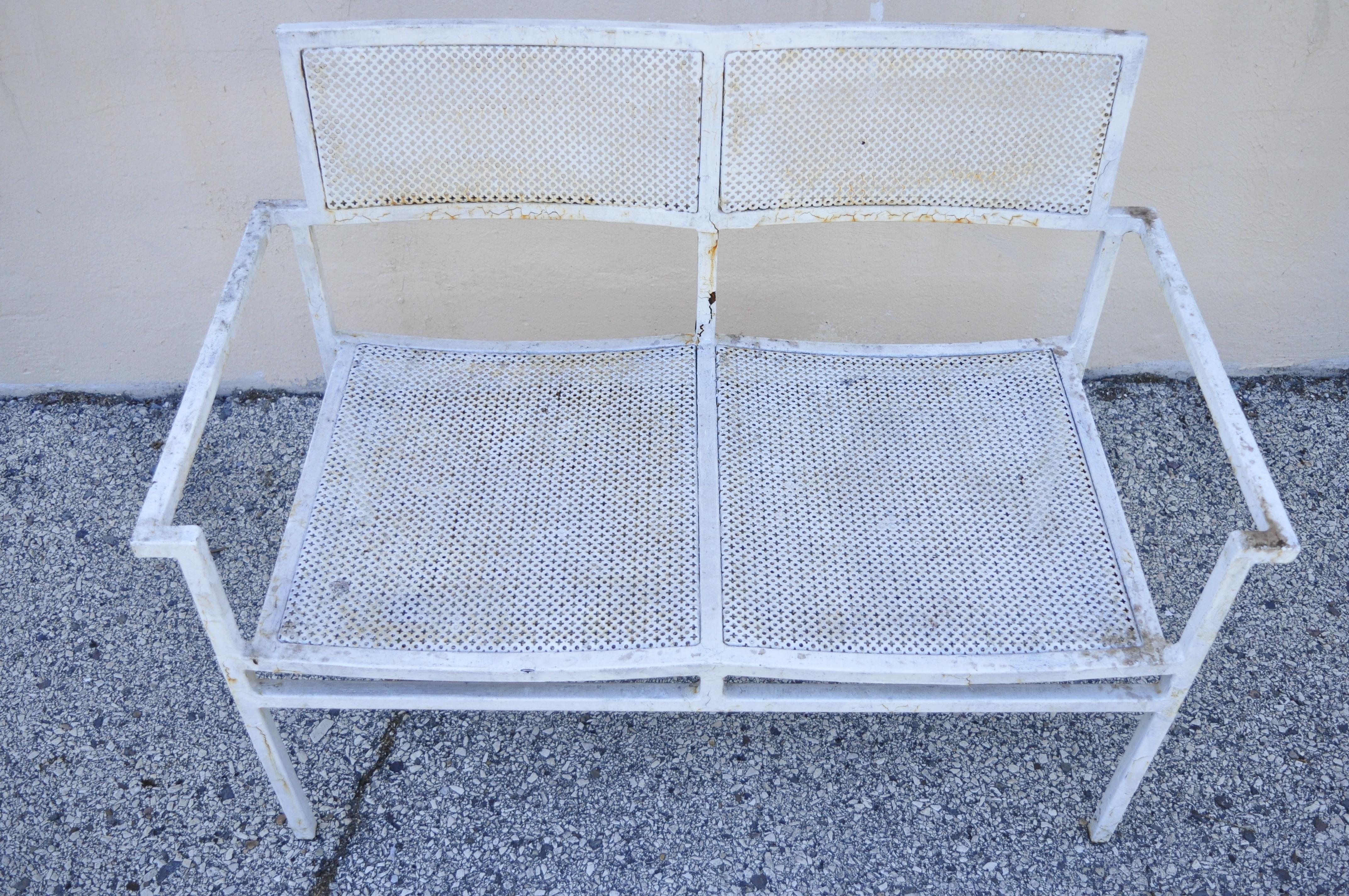 20th Century Vintage Burgess England Mid-Century Modern Iron Metal Patio Set Chairs Loveseat For Sale