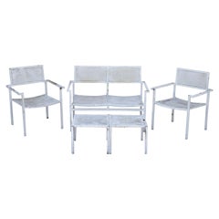 Used Burgess England Mid-Century Modern Iron Metal Patio Set Chairs Loveseat