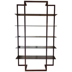 Vintage Burgundy 1970s Pierre Vandel Smoked Glass Étagère Shelving Display Unit