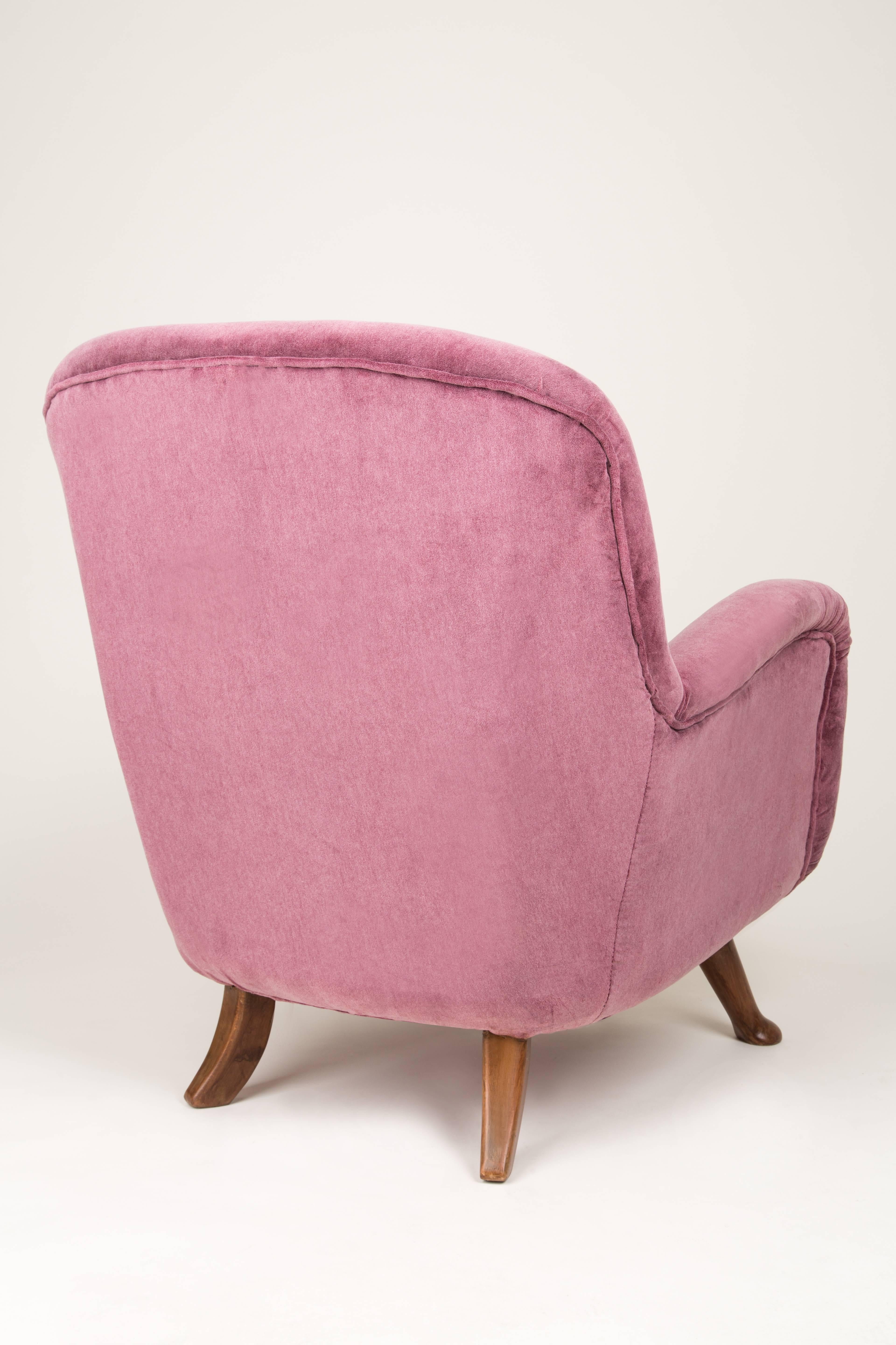 Mid-Century Modern Vintage Burgundy Big Armchair, 1960s