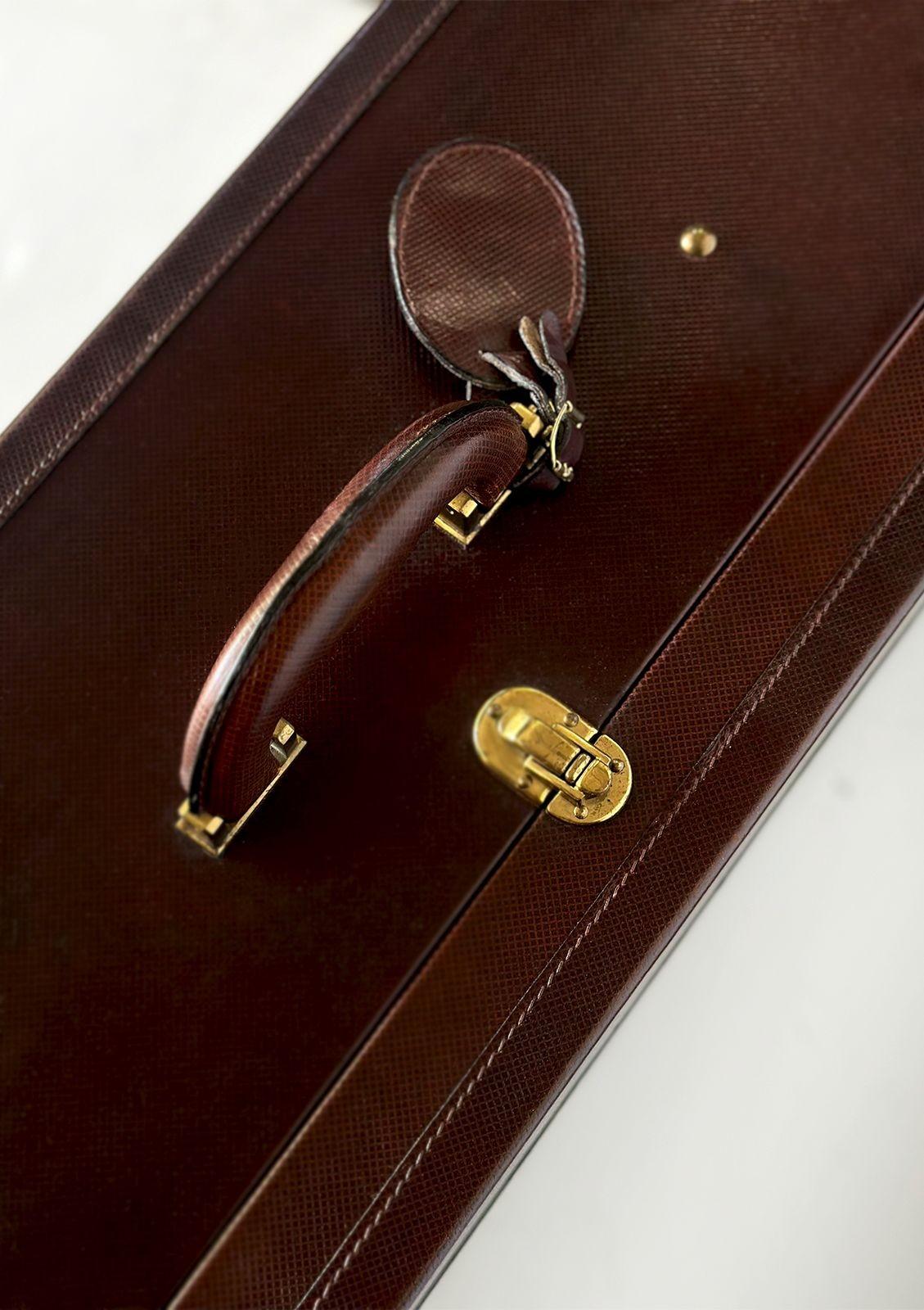 Italian Vintage Burgundy Bottega Veneta Leather Suitcase For Sale