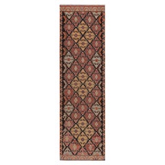 Alfombra kilim vintage de lana marrón burdeos con detalles en azul y amarillo by Rug & Kilim