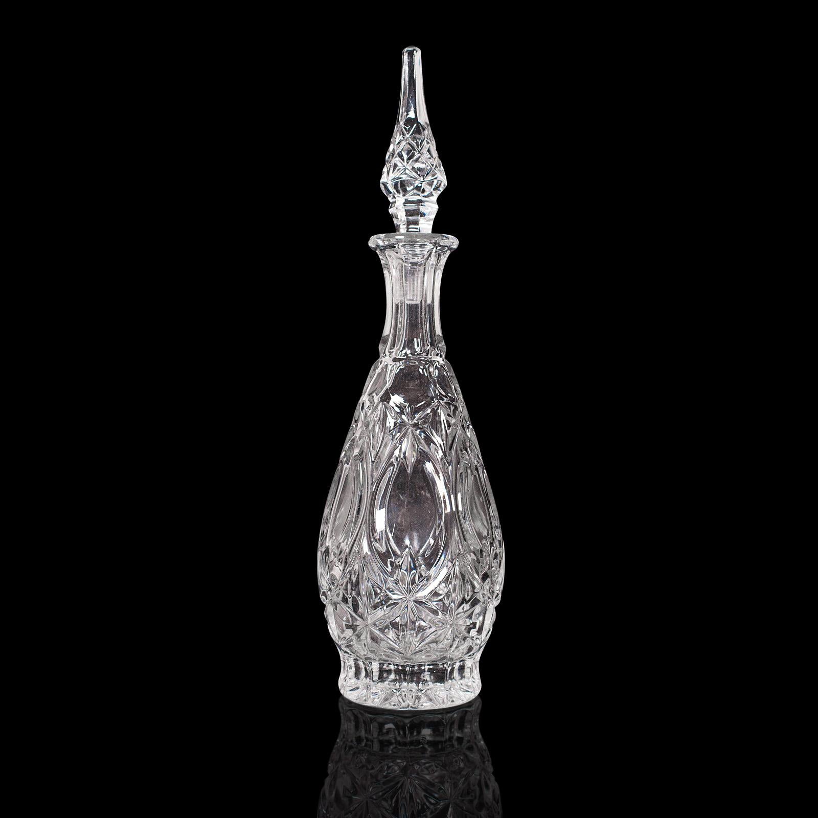 Vintage Burgundy Decanter, French, Glass, Wine Vessel, Art Deco, Circa 1950 1