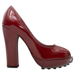 Vintage Burgundy John Galliano Patent Peep-Toe Pumps Size 36.5