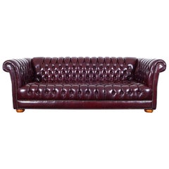 Retro Burgundy Leather Chesterfield Sofa