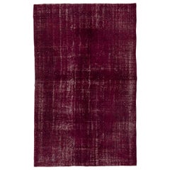 Vintage Burgundy Overdyed Wool Rug, Shabby Chic Condition