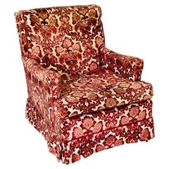 Vintage Burgundy Red Cut Velvet Damask Armchair