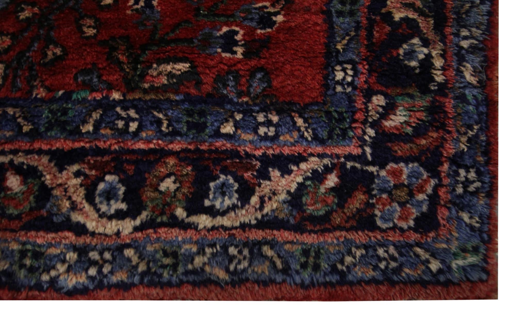 Cotton Vintage Burgundy Red Rug Floral Rustic Wool Traditional Stair Runner For Sale
