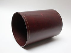 Vintage Burgundy Tooled Leather Wastebasket by A&M Leatherlines