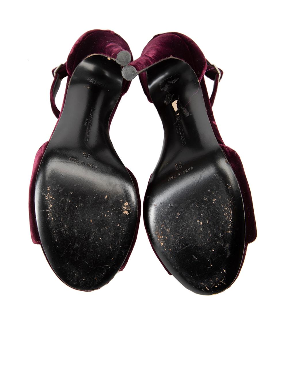 Women's Vintage Burgundy Velvet Heels Size IT 38