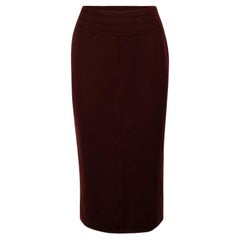 Vintage Burgundy Wool Body-con Knee Length Skirt Size M