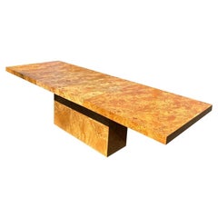 Used Burl Birdseye Maple Dining Table With Leaves in Milo Baughman Style